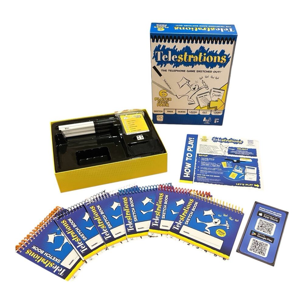 COMPLETE TELESTRATIONS 6 Player Family Pack Board Game USAopoly Party Game